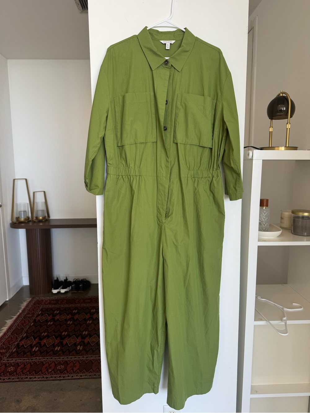 BANANA REPUBLIC Cotton Poplin Boiler Suit Utility Jumpsuit Olive Green 16